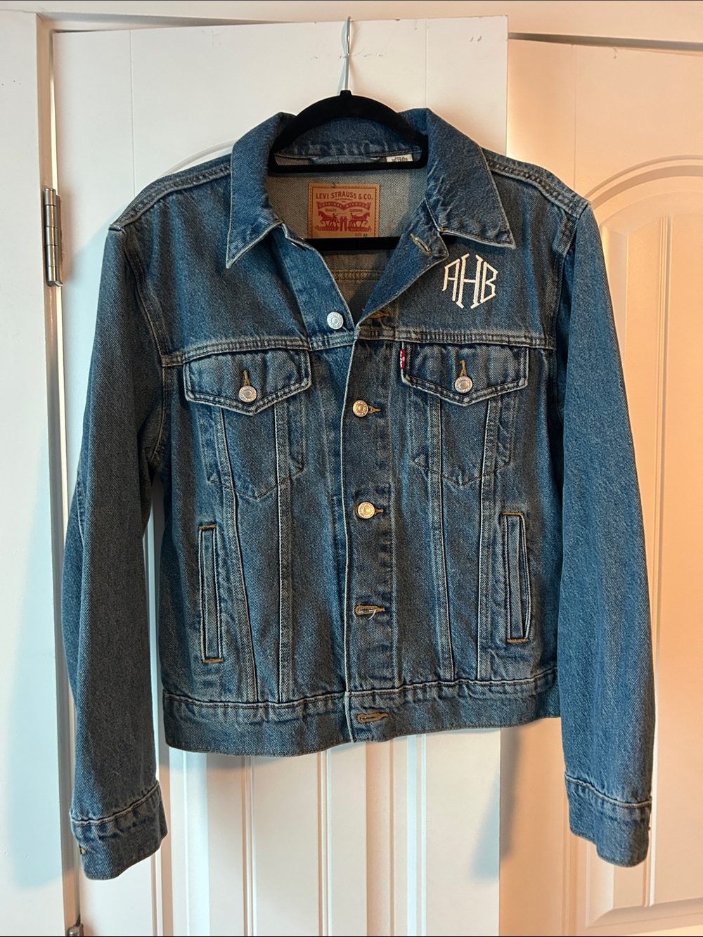 Levi's Blue Denim Jacket with White Monogram